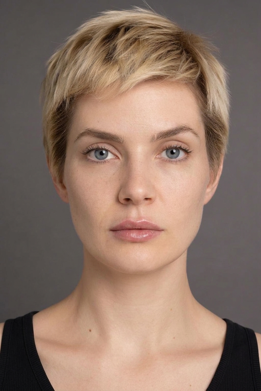 Blonde pixie with Revanesse Lips+ at 1.2 mL