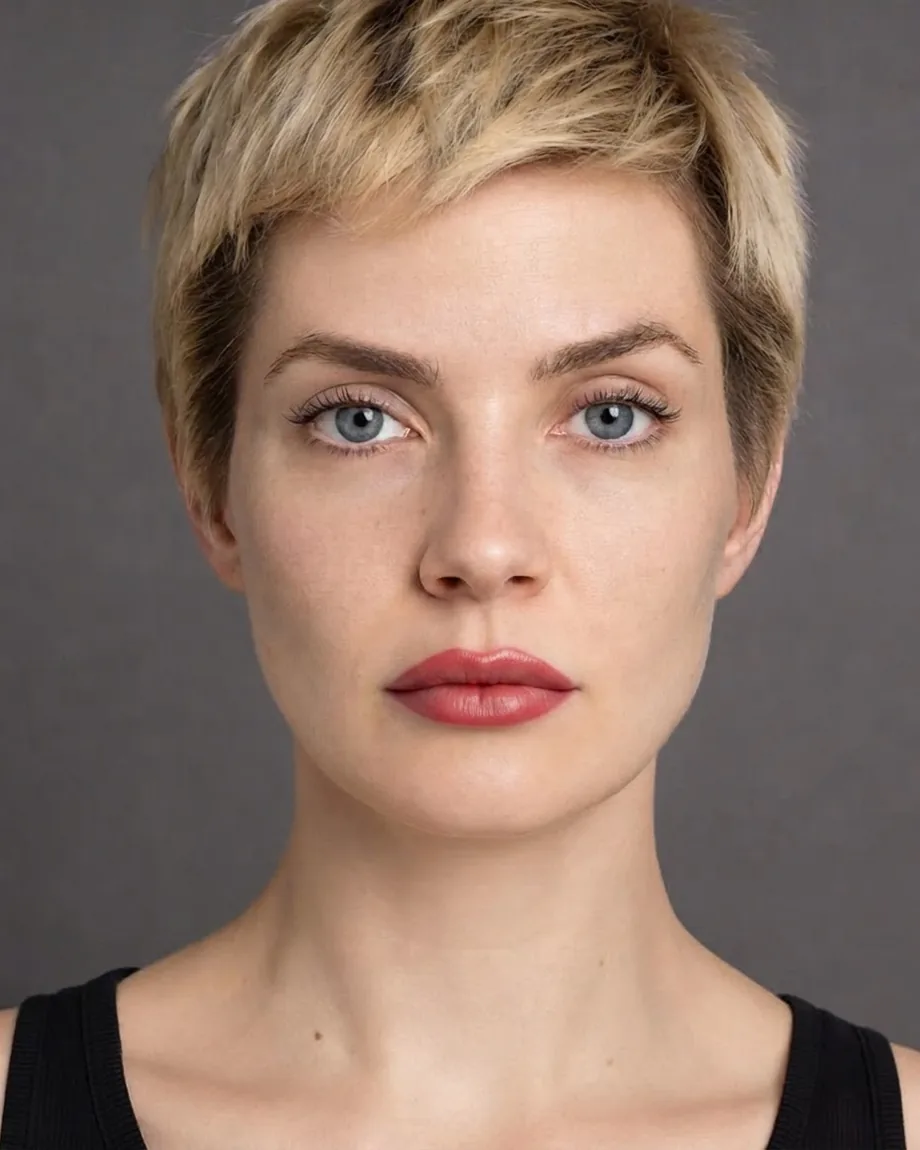Blonde pixie with Cherry lips, illustrative interpretation at 1.0 mL