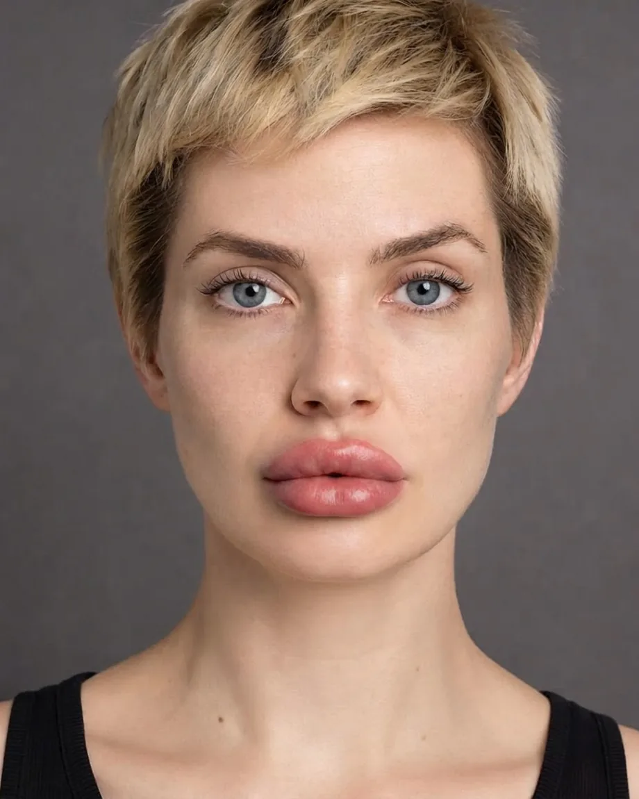 Blonde pixie with Doll lips, illustrative interpretation at 2.0 mL