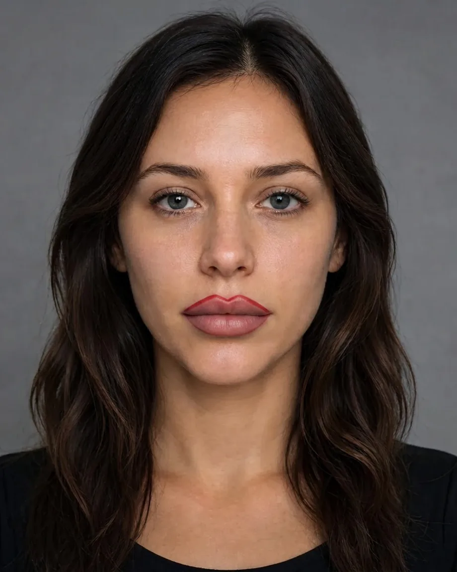 Long-hair brunette with Russian lips at 0.5 mL