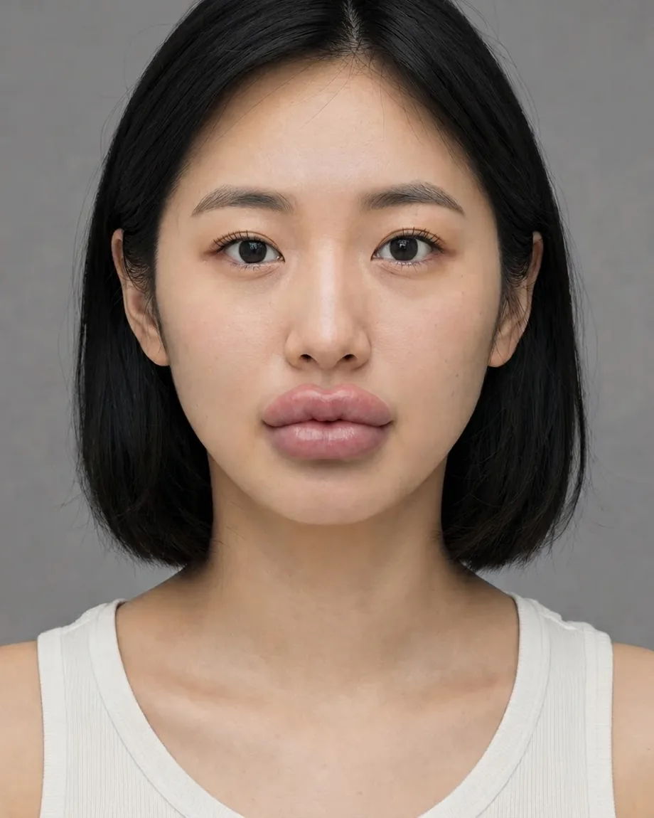 East Asian bob with Heart-shaped lips, illustrative interpretation at 2.0 mL
