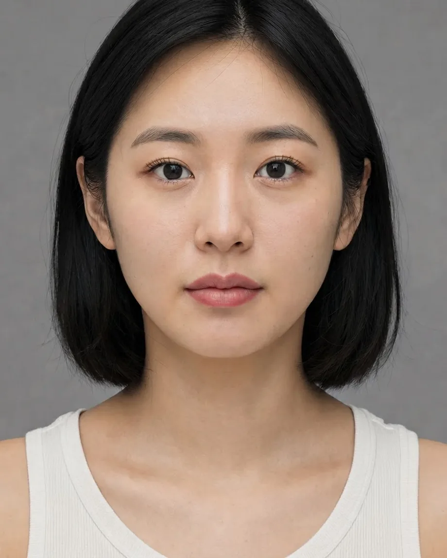 East Asian bob with Keyhole lips, illustrative interpretation at 0.75 mL
