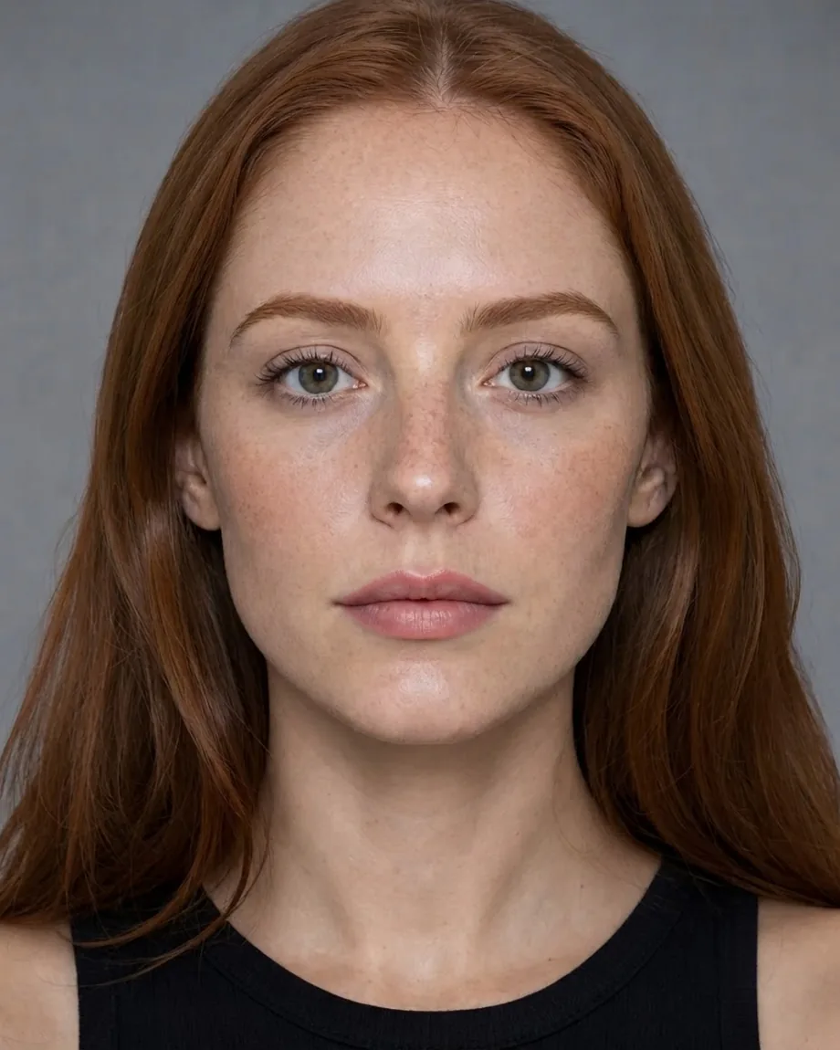 Freckled redhead with Butterfly lips, illustrative interpretation at 0.55 mL