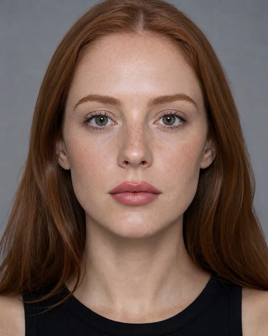 Freckled redhead with Cherry lips, illustrative interpretation at 1.0 mL