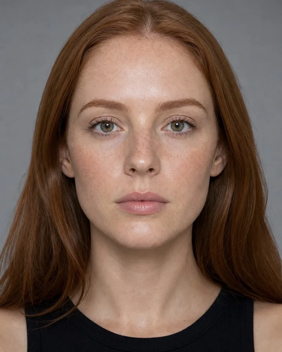 Freckled redhead with Cherry lips, illustrative interpretation at 0.55 mL