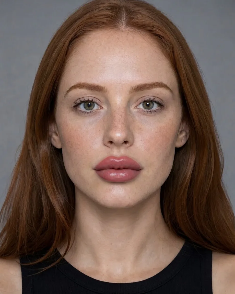 Freckled redhead with Cherry lips, illustrative interpretation at 2.0 mL
