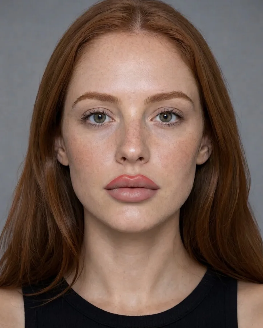 Freckled redhead with Doll lips, illustrative interpretation at 1.5 mL