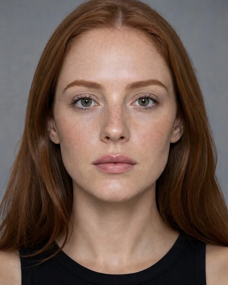 Freckled redhead with Keyhole lips, illustrative interpretation at 0.5 mL