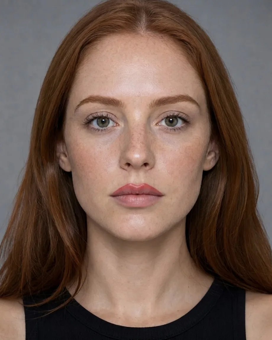 Freckled redhead with Russian lips at 0.5 mL