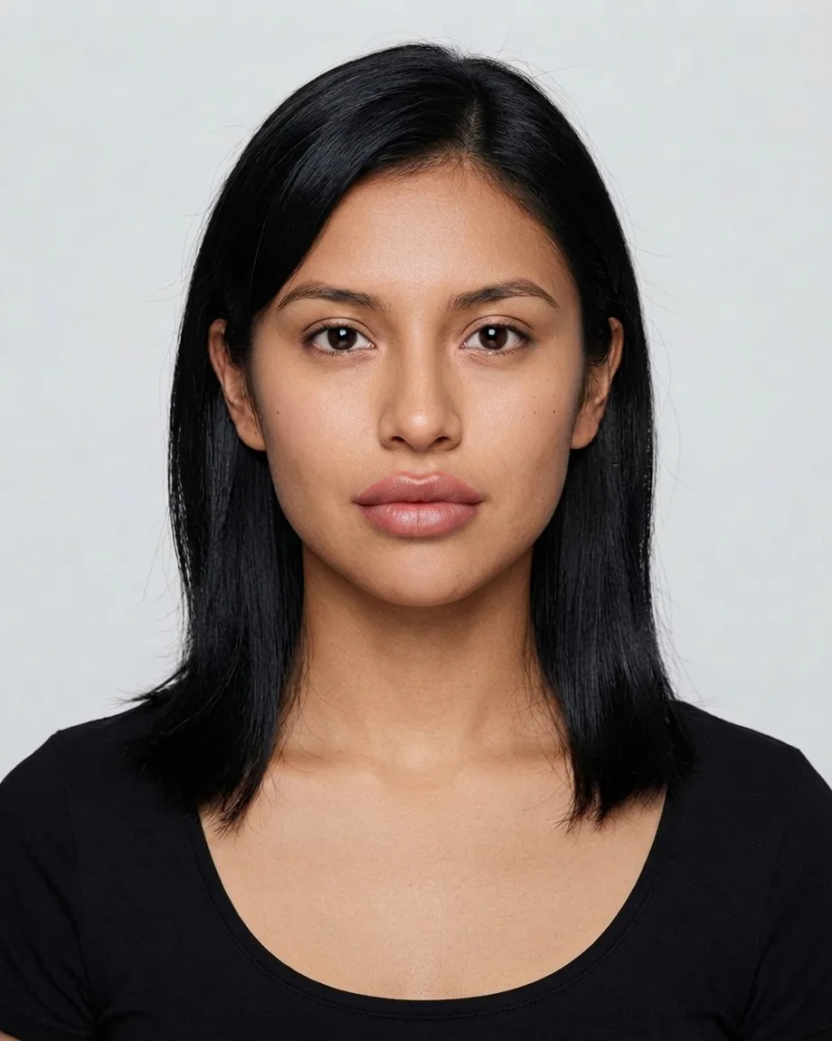 Young Mexican brunette with Cherry lips, illustrative interpretation at 1.0 mL