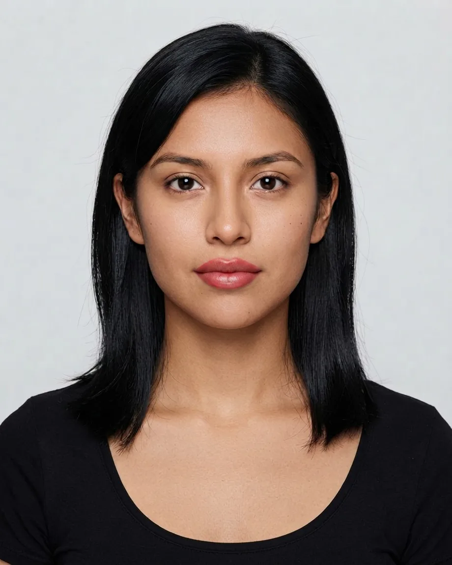 Young Mexican brunette with Cherry lips, illustrative interpretation at 0.55 mL