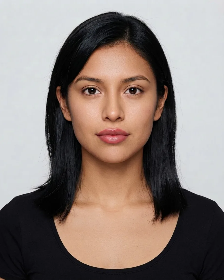 Young Mexican brunette with Cherry lips, illustrative interpretation at 2.0 mL