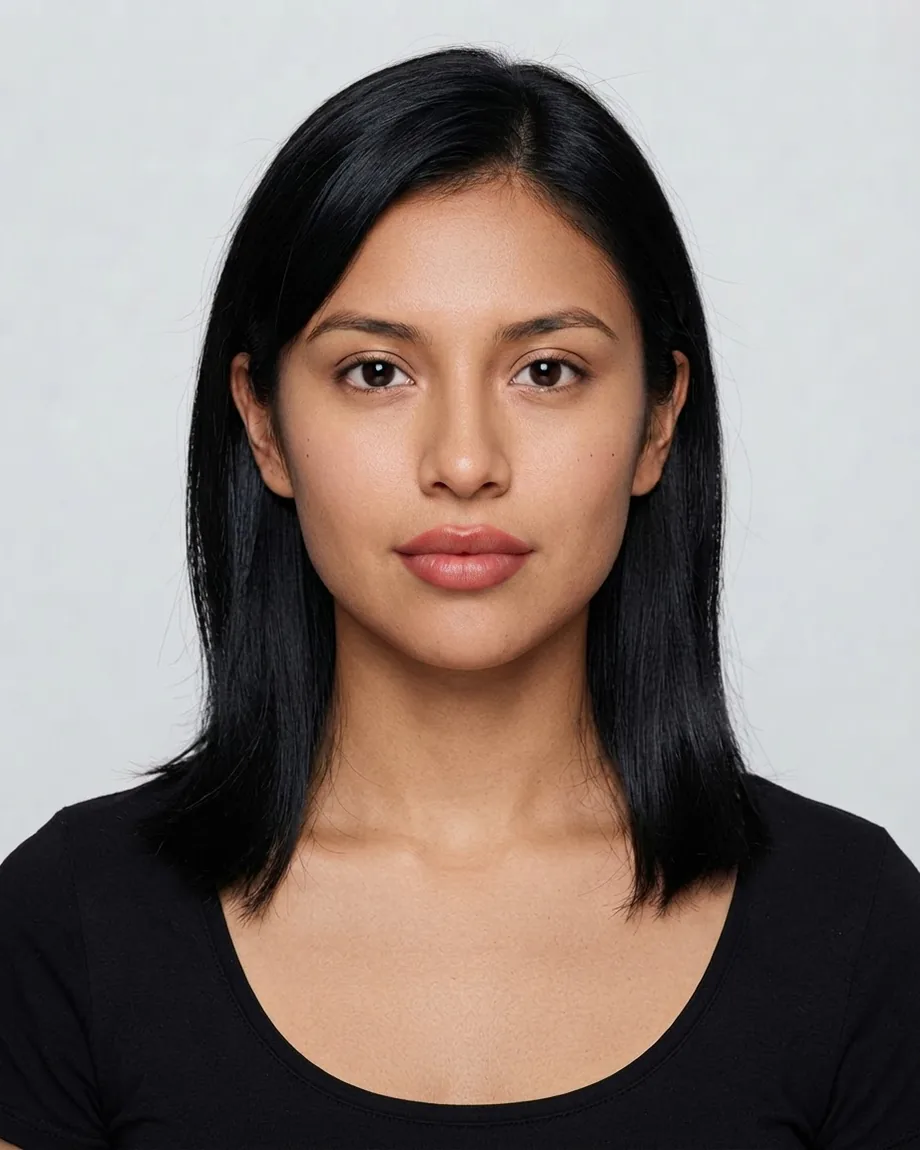 Young Mexican brunette with Doll lips, illustrative interpretation at 1.0 mL