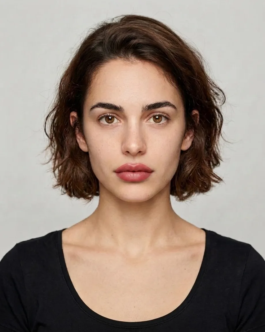 Young Spanish brunette with Cherry lips, illustrative interpretation at 1.0 mL