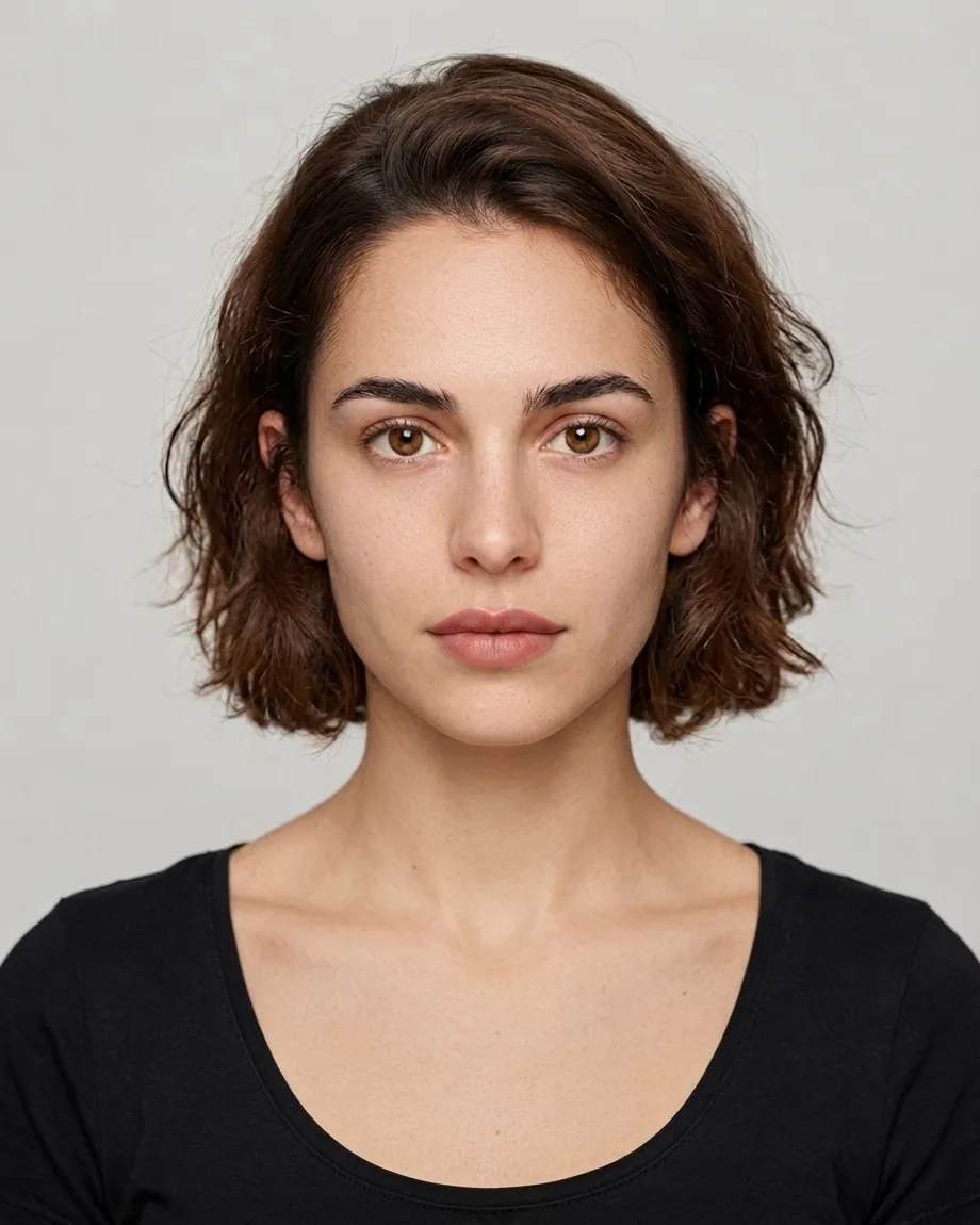 Young Spanish brunette with Cherry lips, illustrative interpretation at 0.55 mL