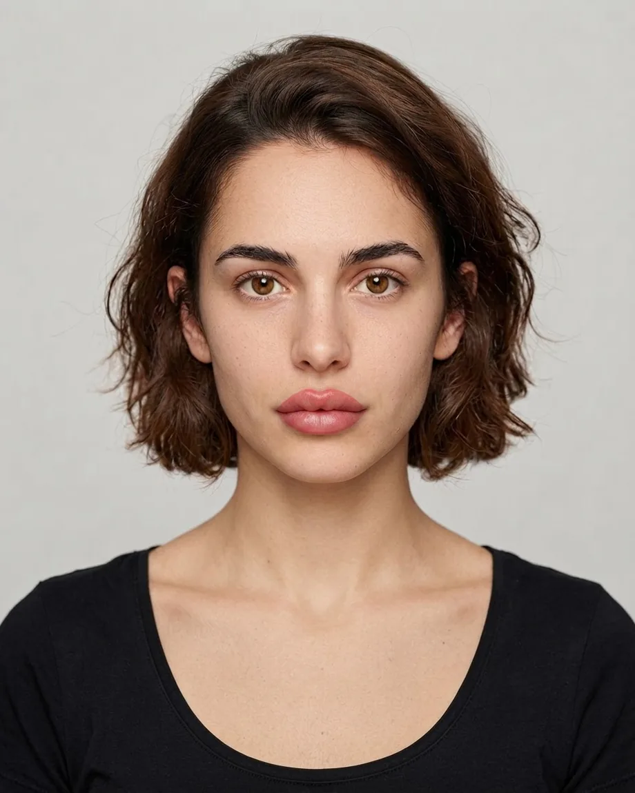 Young Spanish brunette with Cherry lips, illustrative interpretation at 1.5 mL