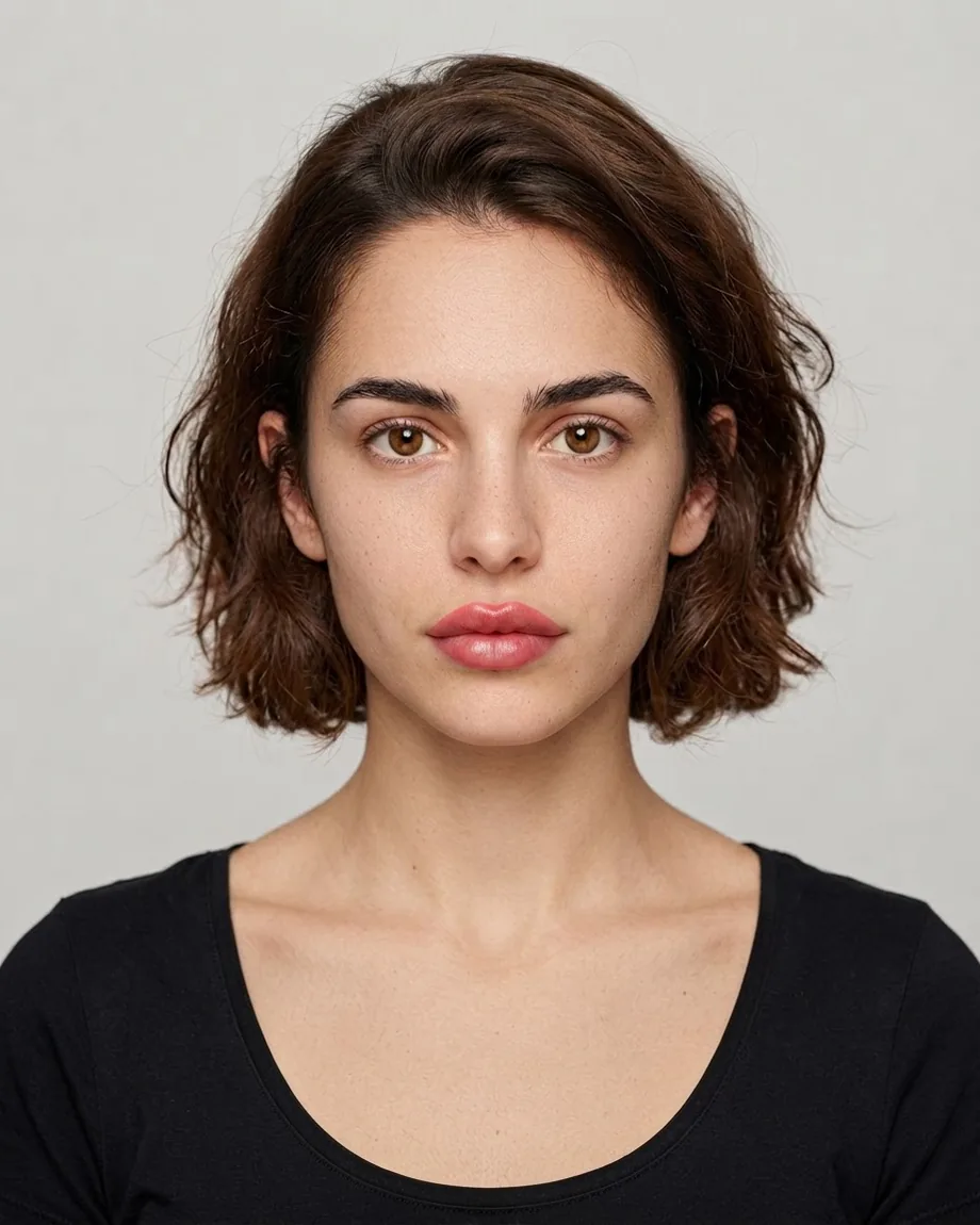 Young Spanish brunette with Cherry lips, illustrative interpretation at 2.0 mL