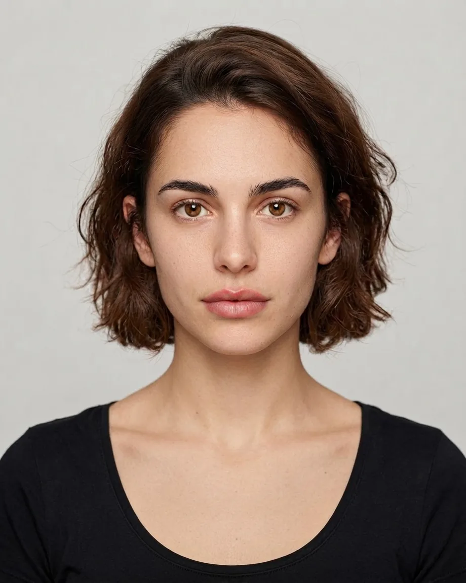 Young Spanish brunette with Keyhole lips, illustrative interpretation at 0.5 mL