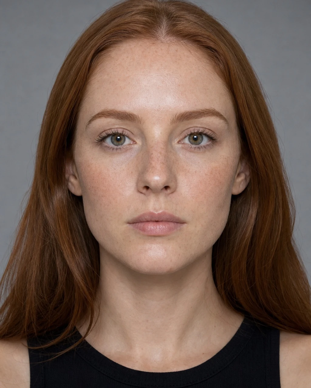 Freckled redhead before