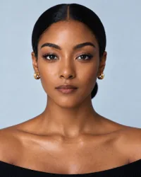 Deep skin sleek bun demo face